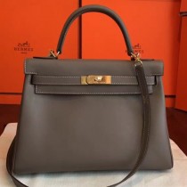 Hermes Etoupe Swift Kelly Retourne 32cm Handmade Bags