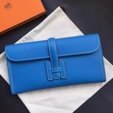 Hermes Jige Elan 29 Clutch Bags In Blue Epsom Leather