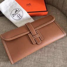 Hermes Jige Elan 29 Clutch Bags In Brown Epsom Leather