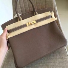 Hermes Etoupe Clemence Birkin 30cm Handmade Bags