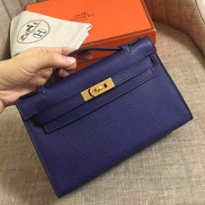 Hermes Sapphire Epsom Kelly Pochette Handmade Bags