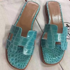Hermes Lagon Crocodile Oran Sandals