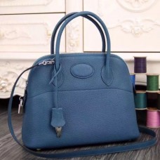 Hermes Bolide Tote Bags In Blue Leather