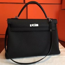 Hermes Black Clemence Kelly Retourne 40cm Handmade Bags